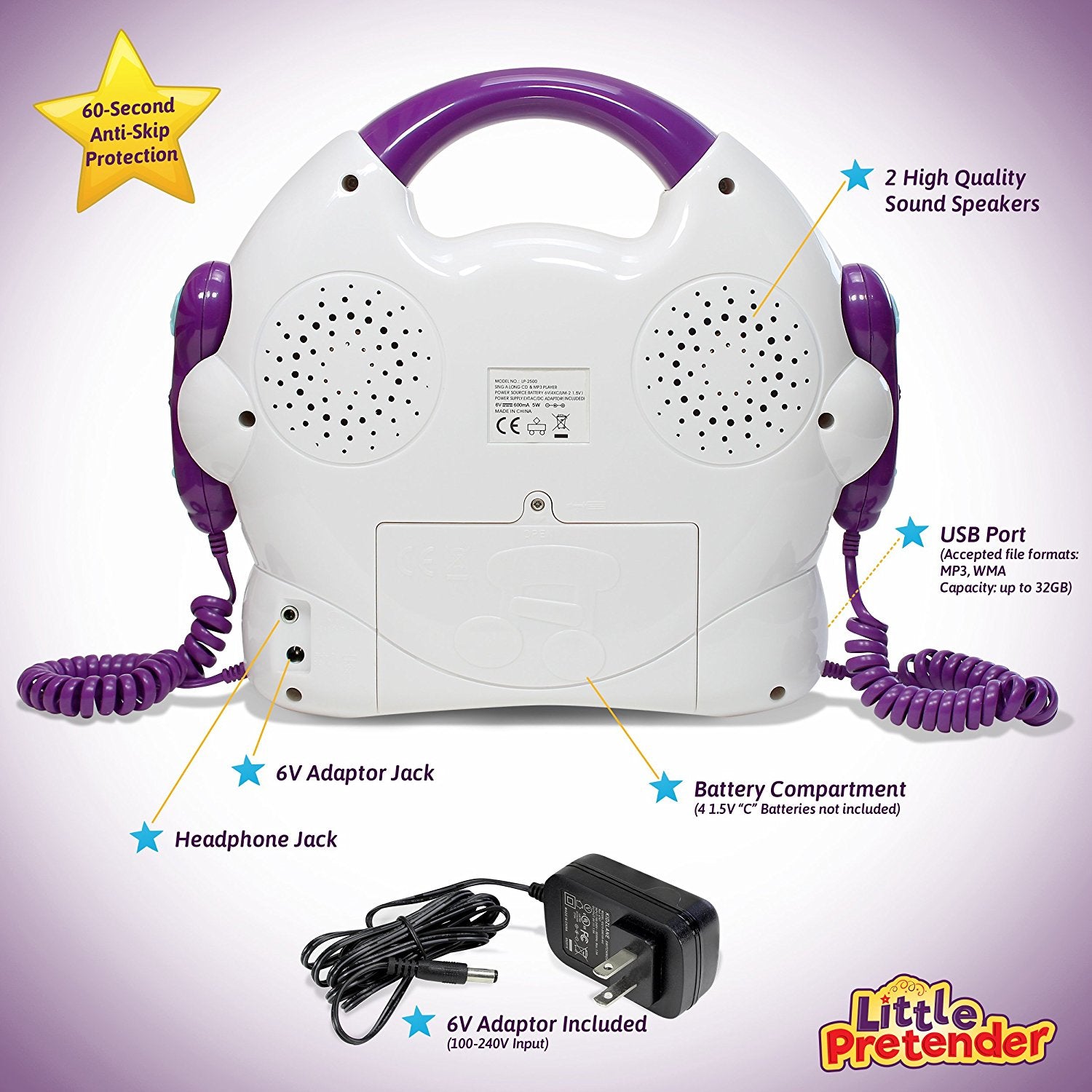 Kids Karaoke Machine - CD & MP3 Player Sing-A-Long Music Player With 2 –  Little Pretender