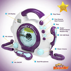 Kids Karaoke Machine - CD & MP3 Player Sing-A-Long Music Player With 2 Microphones